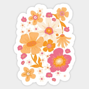 Groovy 60s Floral - Florida Pink Sticker